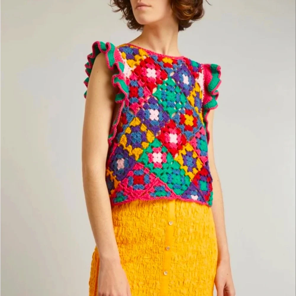 FARM Rio Multicolor Crochet Top - Picture 1 of 4